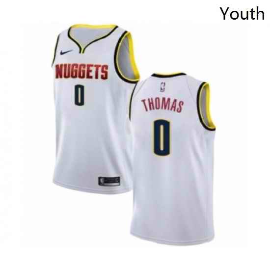 Youth Nike Denver Nuggets 0 Isaiah Thomas Swingman White NBA Jersey Association Edition